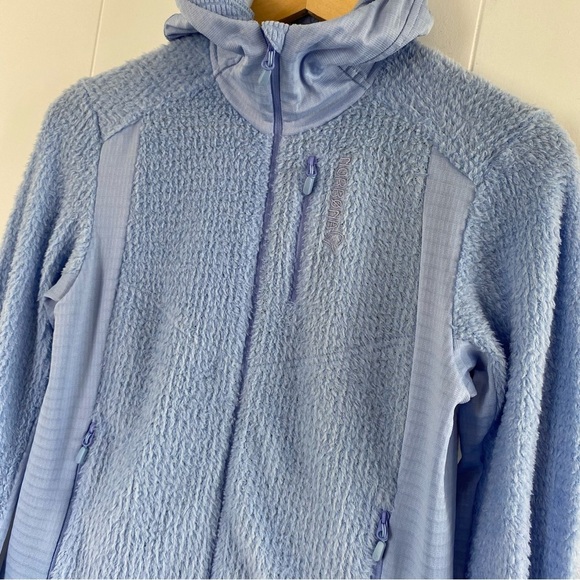 NORRONA Falketind Alpha120 Zip Hood Sherpa Fleece Fuzzy Pastel Blue Norway - Picture 4 of 16